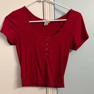 Bozzolo Red Button Crop Top